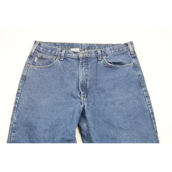 Vintage Y2K 2004 Carhartt Mens 38x34 Faded Spell Out Flannel Lined Denim Jeans